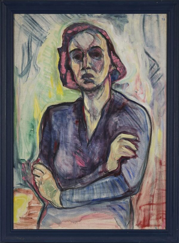 Redpottedplantonblueground1938oilcanvas71x60